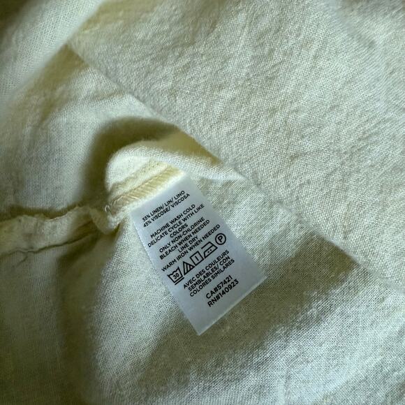 Butter yellow LOFT linen button up long sleeve shirt size medium - Picture 6 of 7